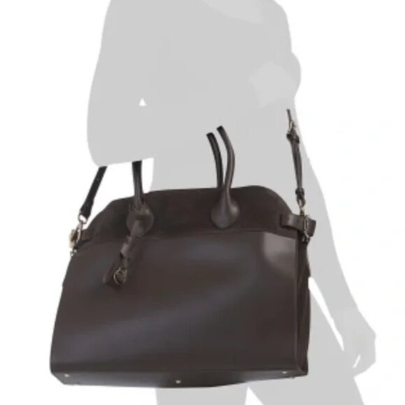 NWT ✅ Boldrini Selleria Italian Leather & Suede BROWN Satchel ✨ NWT, DUST BAG - Picture 5 of 15